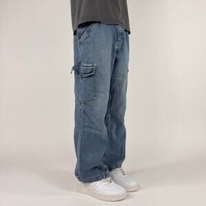 Y2K Wrangler Blue Wideleg baggy Cargo Denim Streetwear Pants